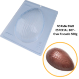 1~4 Forma BWB Com Silicone (3 partes) Para Chocolate Cód. 807 – Ovo Riscado 500g. Páscoa
