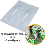 1~4 Forma Para Chocolate Bwb Com Silicone (3 Partes) 9828 – Cone Gigante 100g (CHOCO)