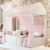 Mini Infantil Cama Montessoriana Colina MDF com Voal Rosa para Quarto de Menina