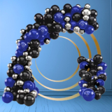 Kit 125 Balões Azul  7”+ Preto 7”+ Prata Metalizado 5” – Balão Bexiga Liso/Cromado Para Festas KIT04