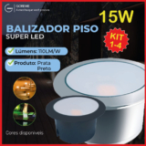 Balizador Spot LED Embutir Chão Piso Jardim 15W Luz Quente e Verde IP65 Bivolt 60Hz