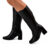 Bota Feminina Lumiss Cano Alto Bico Quadrado Salto Alto Grosso Preto