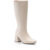 Bota Feminina Lumiss Cano Alto Bico Quadrado Salto Alto Grosso Off White