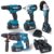 Kit 4em1 Ferramentas Martelete Esmerilhadeira Lixadeira Parafusadeira Chave Impacto Bateria 68v Com Acessórios E Caixas