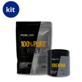 Kit 1x Creatina 300g + 1x Whey Refil 900g Sabores Diversos Probiótica