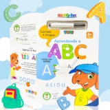 Livro Infantil Magico C/ Caneta Apagável – Aprendendo o ABC Caligrafia Alfabetização Edição Premium