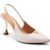 Scarpin Feminino Lumiss Bico Fino Salto Alto Fino Metalizado Off White