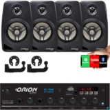 Kit Som Ambiente 500 Watts Bluetooth +4 Caixas de Som Pretas Parede Teto Tv Cinema Casa