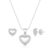 Conjunto Brinco e Colar de Prata 925 Coração Liso com Zircônias