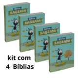 Kit com 4 Bíblias Sagrada Smilinguido NTLH | Brochura | Azul e Verde