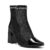 Bota Feminina Stessy Shoes Tela Cano Curto Bico Quadrado Salto Grosso Strass Moderno fashion