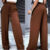 Calça Pantalona Duna WideLeg Cordão Bolsos Cor Marrom Azul Céu Marinho Cinza Nude Preto Rosa Bebê Pastel Verde Floresta