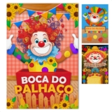 Painel Jogo Boca do Palhaço Vazado Interativo Decoração Festa Junina Sublimado 1,50×2,20m