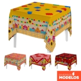 Toalha de Mesa Quadrada Festa Junina 150x150cm Tecido Estampado Decoração Junina