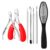 Kit Manicure Podologia Alicate Inox Espátula Raspador Lixa Pé Cabo Emborrachado Curvo