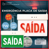 1-4 Placa Sinalizadora Dupla Saída Led 7W Vermelho ou Verde com Autonomia 5h 110V/220V