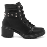 Coturno Feminino Stessy Shoes Bota Cano Curto Salto Baixo Tratorada Fashion Confortável Inverno