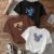 kit3 Camisetas feminina de algodão Stitch Mikey flores, marrom off white malha premium T-Shirts