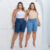 Bermuda Ciclista Jeans Plus Size Cintura Alta