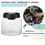 Pote de Vidro Hermético 1 Litro Com Tampa A Vacuo Porta Mantimentos