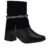 Bota Salto Feminina Bico Quadrado Cano Médio Shekinah Detalhe Strass Ziper Lateral Gola Virada Capa