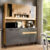 Kit Cozinha Coral 120cm Balcão+Aéreo Ripado MDF/MDP 8 Portas 1 Gaveta 3 Cores