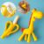 KIT 2 Mordedor Silicone Escovinha Dentição Banana e Girafa Brinquedos para Bebes Massageador Animais