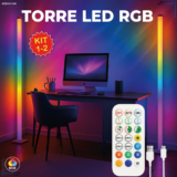 Luminária de Chão RGB LED 5050 Torre Inteligente com Controle 9.6W Barra Modo Música via USB
