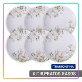 Aparelho de Jantar Jogo de Pratos Rasos 28 cm Tramontina Magnólia em Porcelana Decorada 6 Peças
