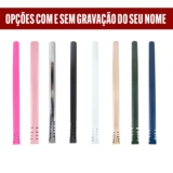 Bomba para Tereré Inox Modelo Filete + Escova de Limpeza Cores Personalize