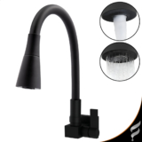 Torneira Gourmet Para Cozinha Preta Black De Parede Quadrada Cone 2 Jatos