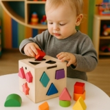 Cubo Encaixe Formas e Cores Brinquedo Educativo Divertido MDF Brinquedo Montessori Atividades Bebe