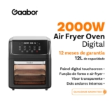 Gaabor Fritadeira Elétrica sem Óleo12L Touch Digital Preto timer air fry  frigideira antiaderente AF-120T01 -1