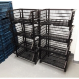 Kit 5 Cesto Expositor Reforçado Grande Organizador De Plástico Empilhável Resistente Lojas Estoques