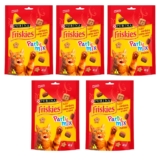 Kit com 5 Petisco Friskies Gatos Adultos Cordeiro, Carne Suína e Carne 40g