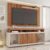 Painel Com Rack Para Tv De Até 65 Polegadas Home Com Porta De Correr Ripado