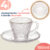Jogo 4 Xícaras Para Café Chá 180ml com Pires Em Vidro Martelado Borda Dourada