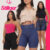 Kit 3 Bermudas Jeans Feminina Cintura Alta Com Lycra