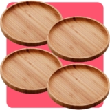 Bandeja de Bambu Redonda 20cm Decorativa Mesa Posta Servir Petiscos Queijo Churrasco Lyor