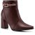 Bota Feminina Lumiss Strass Salto Alto Grosso Bico Fino Confortável Cano Curto Napa Marrom