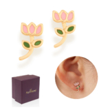 Brinco Infantil Rommanel Flor Tulipa Banhado Ouro 18k 526501