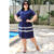 Vestido feminino Cintura Ajustável e Barra Combinada gola redondo