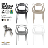 Kit 6 Cadeiras Allegra Sala de Jantar Cozinha Jardim La Mobilia Empilhável