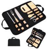 Kit Churrasco 9 Peças Aço Inox e Estojo Garfo Faca Amolador Tábua Resistente Grillrelax