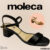Sandália Feminina Moleca Salto Bloco Médio Modelo Slide Fechamento com Fivela Clássico Confortável