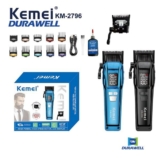 Maquina de Cortar Cabelo Profissional Recarregável Bivolt 9000 RPM Display LCD Kemei KM-2796
