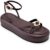 Sandália Feminina Lumiss Flatform Tiras Finas Fivela Oval Dourada Confortável Marrom