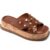 Sandália Feminina Lumiss Flatform Tachas Dourada Confortável Caramelo