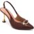 Scarpin Feminino Lumiss Bico Fino Enfeite Pedra Salto Alto Metalizado Marrom
