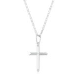 Cordão masculino de prata 925 Piastrine 60cm com cruz 2,8cm